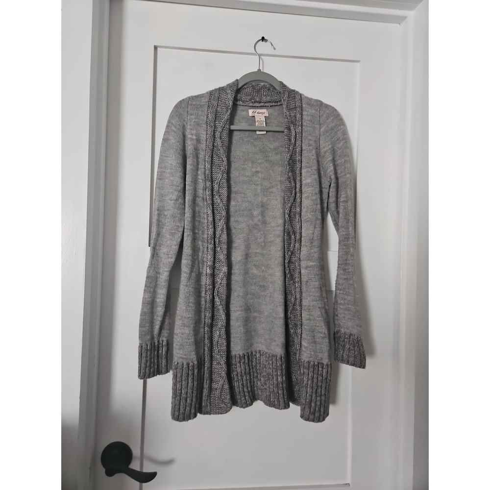 J.J. Always Gray Longline Cardigan Sweater Size S Y2K Whimsigoth Open Front